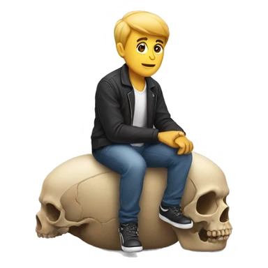 Man sitting on a skull sticker