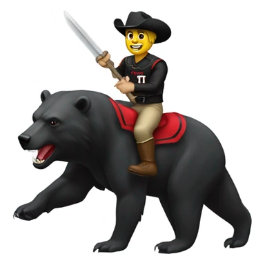 Raider red (Texas tech) riding a tame Baylor bear sticker