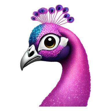Pink ombre peacock with glitter sticker