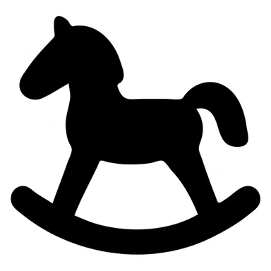 rocking horse, solid filled icon style, bold shape, no internal details, strong silhouette sticker