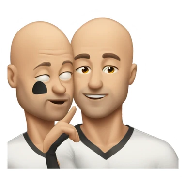 Muscular bald man blowing a kiss to another man sticker