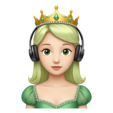 princess with headphones tiara and green dress sticker
