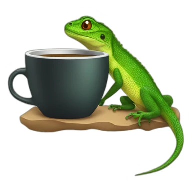 lezard drinking a cup of coffee sticker