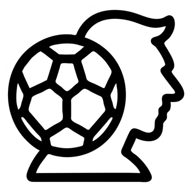 Abstract icon combining a soccer ball and Messi's silhouette, inspired by Airbnb category icons, thick lines, bold and simple, no text sticker