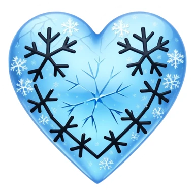 A blue ice and black ice heart with snowflakes sticker