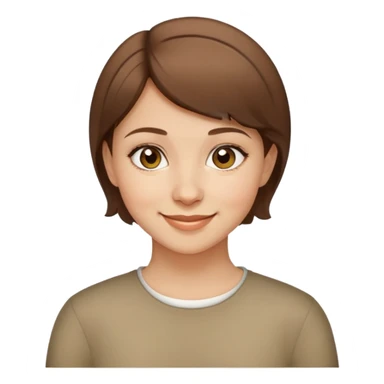 Chechen girl with short brown hair, smiling sticker