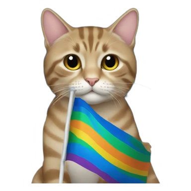 A cat holding the blue gay flag sticker