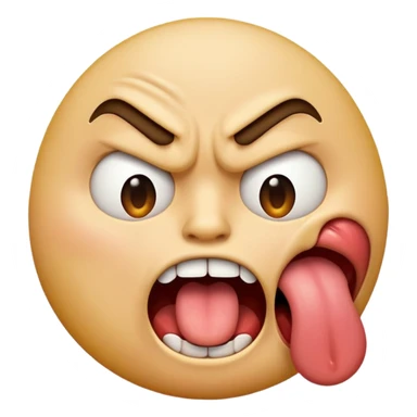 Emoji choking himself angrily  tongue sticking out sticker
