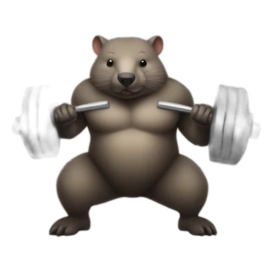 a wombat lifting weights sticker