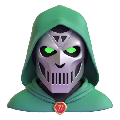 Doctor Doom with metal mask and green hood sticker