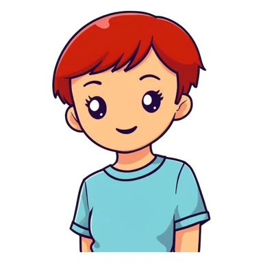 Light skin more cream color skin girl red short hair  sticker