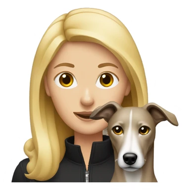 Blonde women with dark black greyhound dog sticker