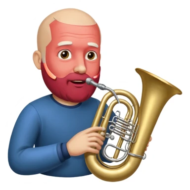 große Tuba, von glatzköpfigen graubärtigem Mann gespielt sticker