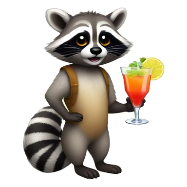 Racoon with cocktail sticker