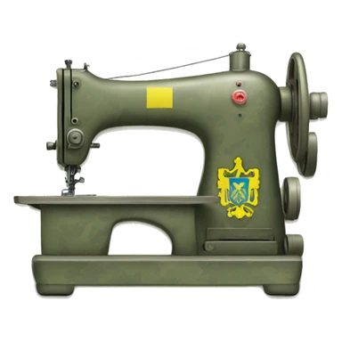 sewing machine in multicam colors with a coat of arms of ukraine sticker