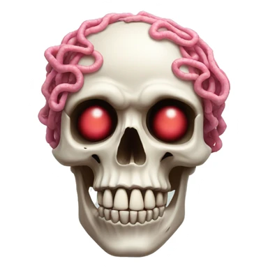 Skull with pink and red  worms on top sticker