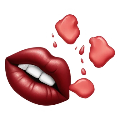 Blowing kisses with lipstick stain lip imprint  sticker