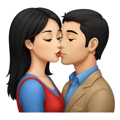 una pareja, el hombre y la mujer son pelineggros mientras se dan un beso sticker