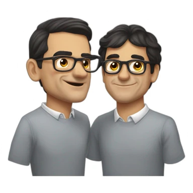 Pedro Sánchez with no glasses kissing to Carles Puigdemomt with glasses sticker