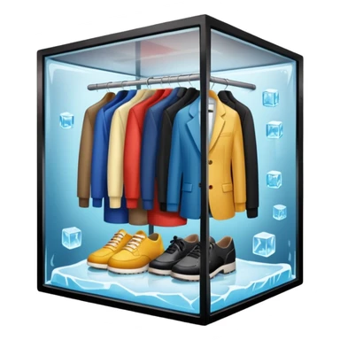 closet inside a large ice cube sticker