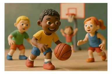 children playing basketball sticker