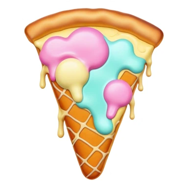 Melted neon pastel ice cream pizza slice sticker