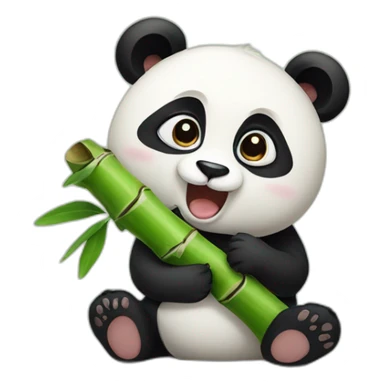 Panda with cat's face eating bamboo sticker
