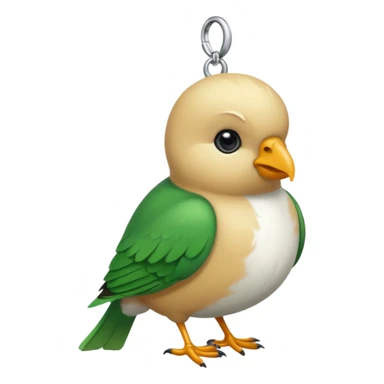 un oiseau classique vert avec un collier autour de son coup avec des breloque argentées et un seul poil blond qui fait une petite bouclette sur le front  sticker