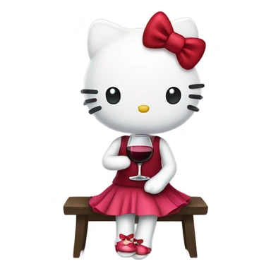 Hello Kitty drinking red wine sticker