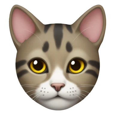 Cat with a cute bow and a yellow nose with black whiskers sticker