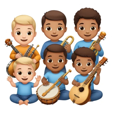 baby boys with instruments smiling sticker