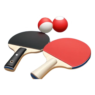 Two table tennis paddles and a ball placed on a ping pong table, with the net in the background. The scene conveys the simplicity and focus of the sport, with vibrant colors highlighting the rackets and ball on the smooth surface of the table. sticker