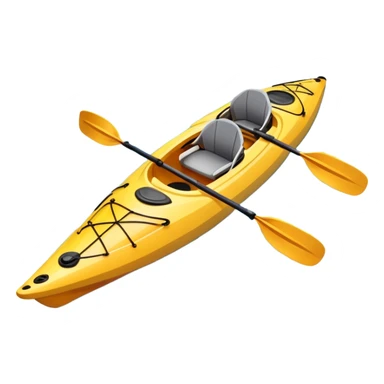 An icon showing a close-up of a sleek kayak with double-bladed paddles gliding through water. Splashes surround the boat as it cuts across a calm surface, symbolizing speed and focus. Transparent background emphasizes the dynamic and personal nature of kayak paddling. sticker