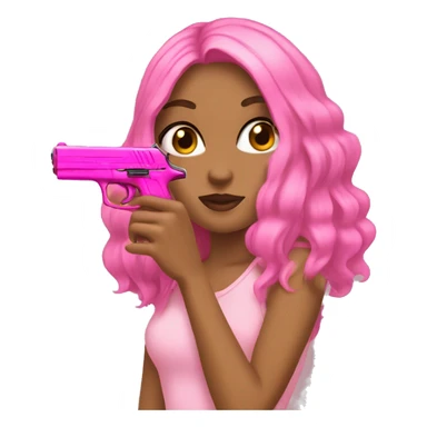 Tan Girl hand pink nails holding pink gun sticker