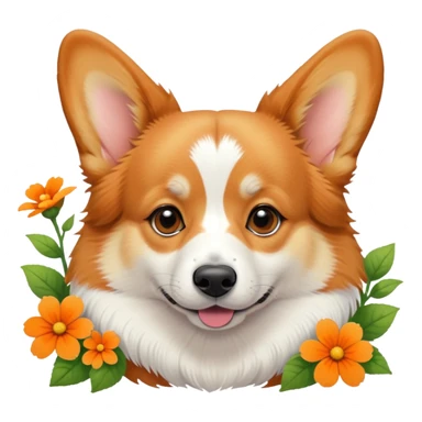 Corgi smelling flowers sticker