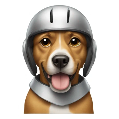 Dog wearing a helmet with wings sticker