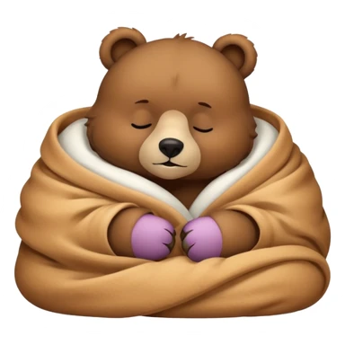 Bear cozy in white blanket sticker