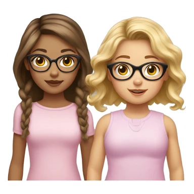 girl with brown hair and blonde highlights and cat eye glasses with baby girl with brown hair sticker