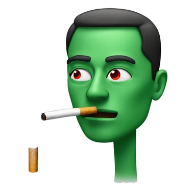 Man smoking a cigarette with green smoke and red eyes sticker