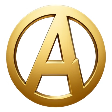avengers logo gold color with transparent background, the inner circle area should be empty, leaving just the letter solid and the inner outline as well sticker