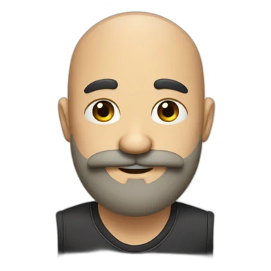 a bald man with moustache and long black beard thumbing up sticker