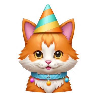 playful kitten with a colorful cone party hat sticker