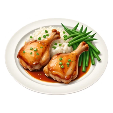 Plate of chicken thigh with scallions  sticker