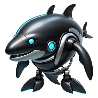 tubby black cyberpunk orca robot sticker