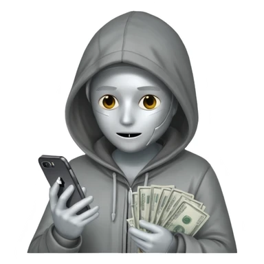 hooded-on-their-phone-making-money silver skin sticker