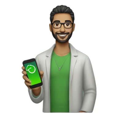 Arab gay man with glasses holding a green iphone 13 sticker