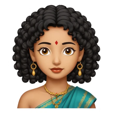 Indian fat girl south Indian curly short black hair tan darker skin sticker