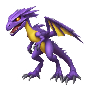  Cool Edgy Purple Yellow Digimon-Fakemon-Guilmon-Velociraptor-Dragon-Mecha full body sticker
