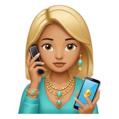 Girl with phone and jewelry sticker