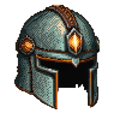 antique medieval helmet with light rust, weathered metal surface sticker